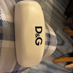 D&G White Sunglasses Case with Black Logo